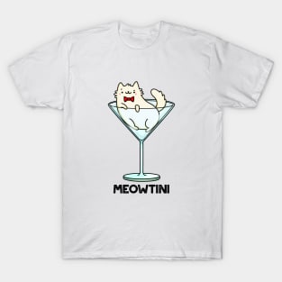 Meowtini Funny Martini Pun T-Shirt